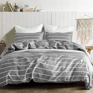 Duvet Cover, Reversible Bedding Duvet Cover Set King Size 3pc Soft 100% - Stripe